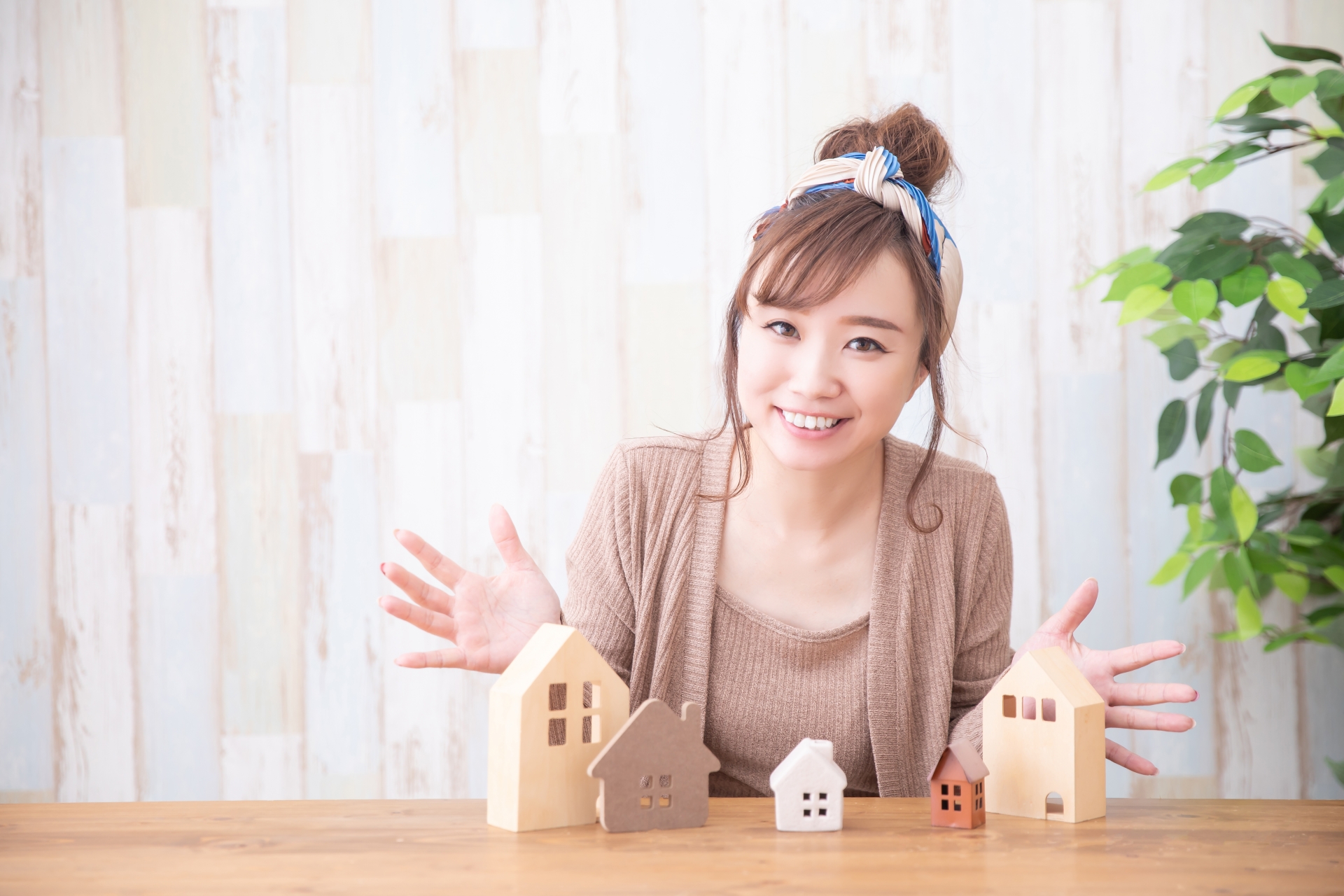 ルームウェアの女性