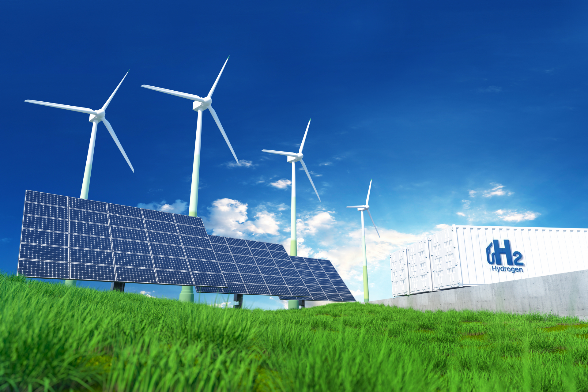 風力発電と太陽光パネル