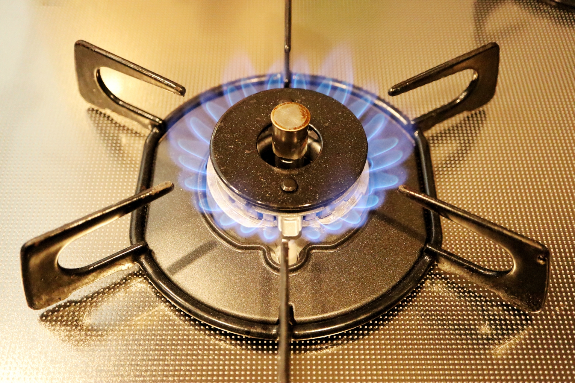 火の付いたガスコンロ