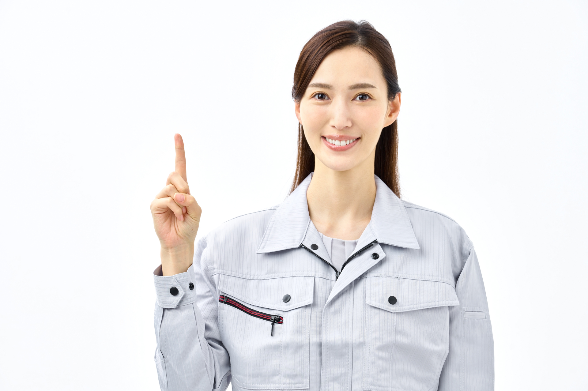 人差し指を立てている女性
